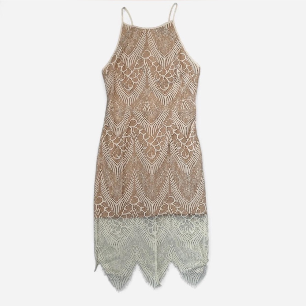 Lulu's Illusion Lace Midi Dress